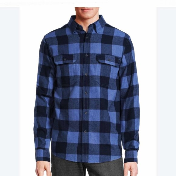 NWT George Men's Super Soft Blue Flannel Button Down Size XL - Picture 1 of 5